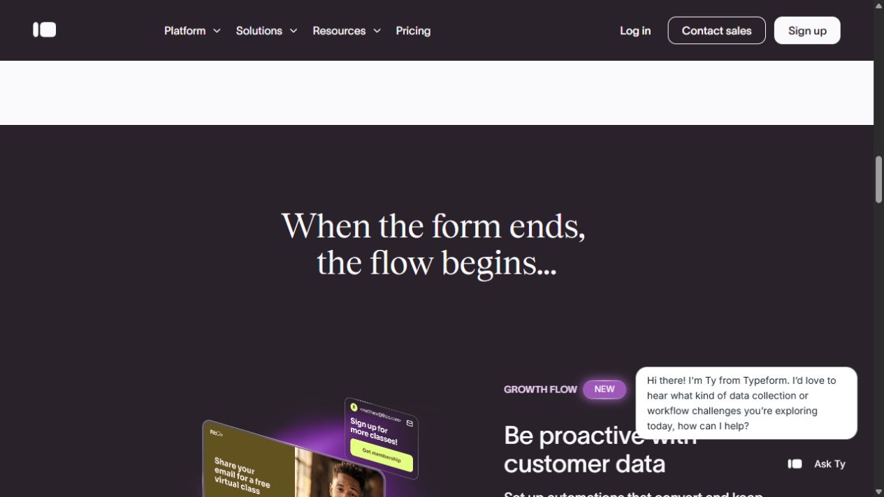 Typeform Growth Flow automation section