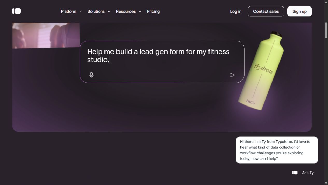 Typeform AI form prompt builder interface