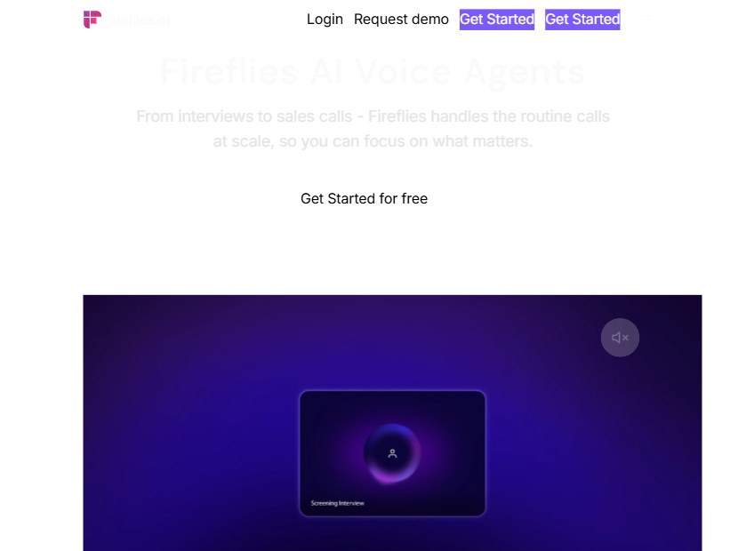 Fireflies AI Voice Agents page describing agents that handle interviews and sales calls at scale