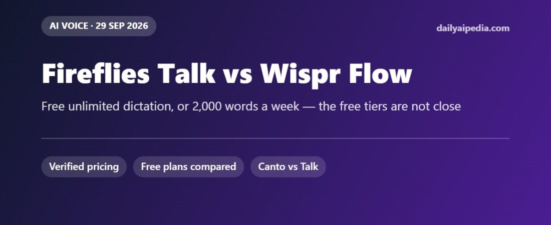Fireflies Talk vs Wispr Flow (2026): Free Unlimited Dictation vs 2,000 Words a Week