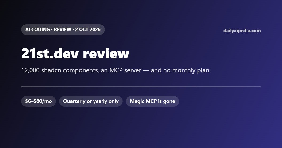 21st.dev Review (2026): 12,000 shadcn Components, an MCP Server, and No Monthly Plan